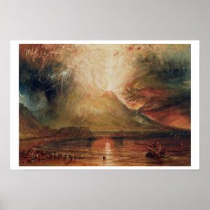 Mount Vesuvius i Eruption, 1817 (w/c på papper) Poster