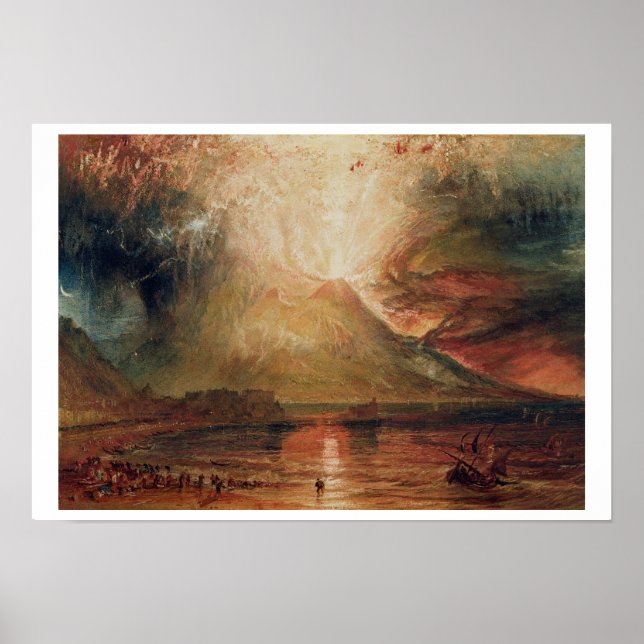 Mount Vesuvius i Eruption, 1817 (w/c på papper) Poster (Framsidan)
