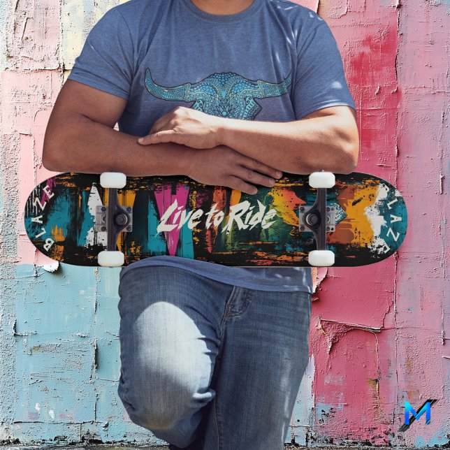 Mountain Abstrakt Graffiti - Live till Ride Motto Mini Skateboard Bräda 18,5 Cm (Skapare uppladdad)