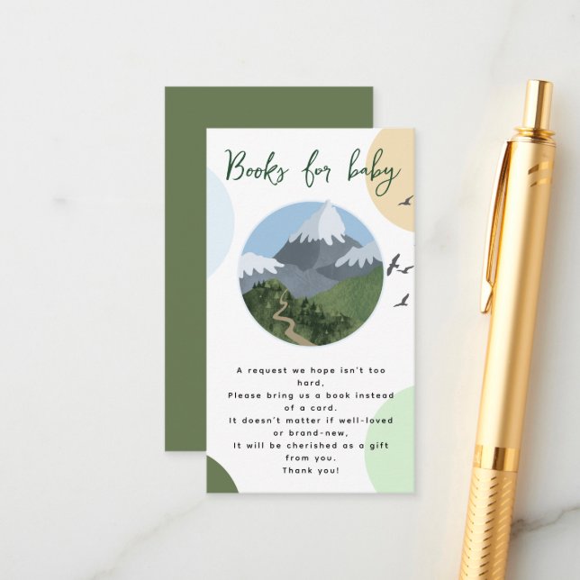 Mountain Adventure Baby Shower Books for Baby Tilläggskort (Fram/Back In Situ)