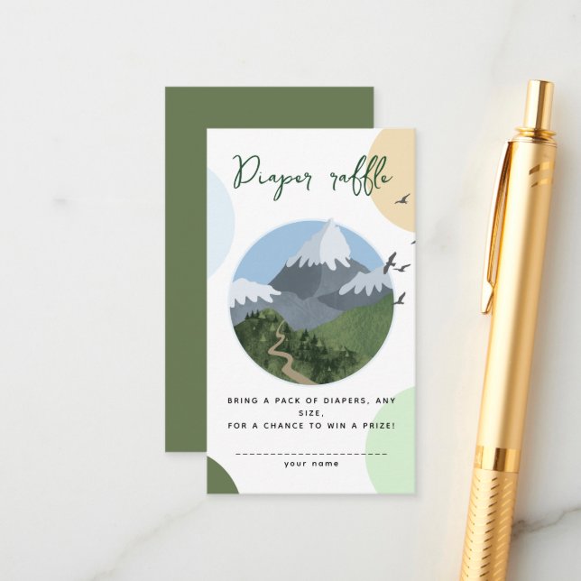 Mountain Adventure Baby Shower Diaper Raffle Tilläggskort (Fram/Back In Situ)