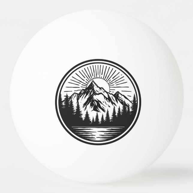 Mountain Adventure Logotyp | Camping-märke | Utomh Pingisboll (Framsidan)