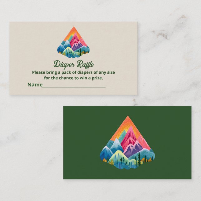Mountain Adventure väntar Diaper Raffle Biljetter Tilläggskort (Fram/baksida)