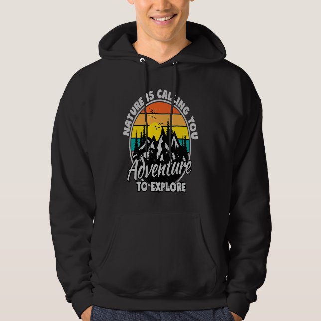 Mountain and Forest Scene Silhouette 13 Hoodie (Framsida)