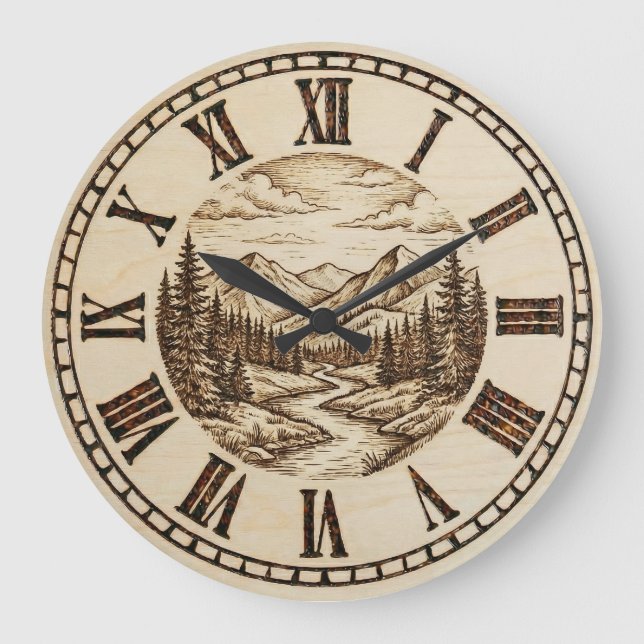  Mountain and River - Wall Clock Stor Klocka (Framsida)