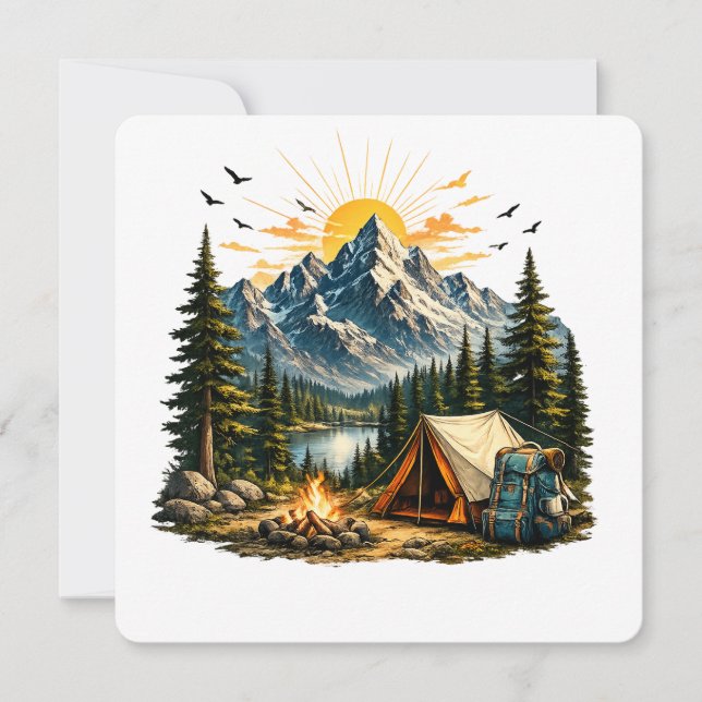 Mountain Äventyr Camping Natur Inbjudningar (Framsida)