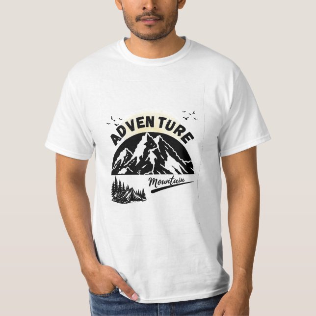 Mountain Äventyr Camping Natur T Shirt (Framsida)