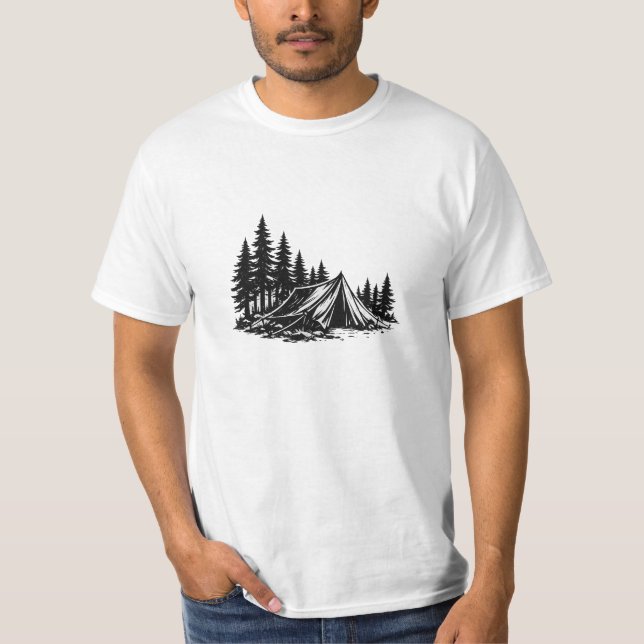 Mountain Äventyr Camping Natur T Shirt (Framsida)
