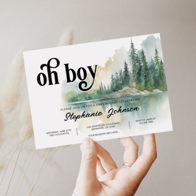 Mountain Äventyr Forest Greenery Boy Baby Shower Inbjudningar (Skapare uppladdad)