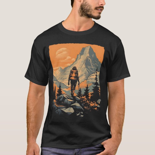 Mountain Äventyr Hiking T Shirt (Framsida)