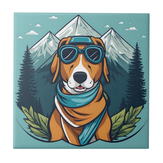 Mountain Äventyr Hund Kakelplatta (Framsidan)