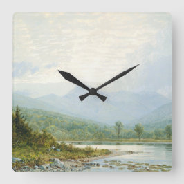 Mountain Bäck Fine Art Watercolor liggande Fyrkantig Klocka