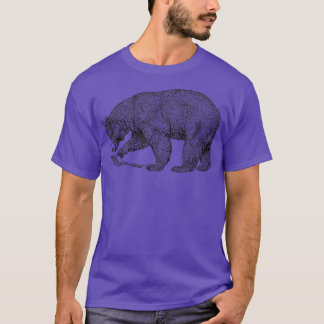 Mountain Bear Black Line Illustration 1501  T Shirt