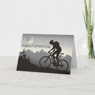 Mountain Bike and Full Moon Lycklig Fars dag Kort