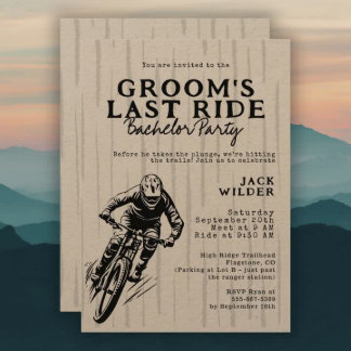 Mountain Bike Bachelor Party Groom's Last Ride Inbjudningar