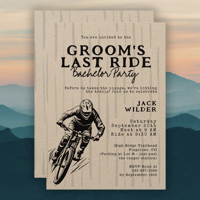 Mountain Bike Bachelor Party Groom's Last Ride Inbjudningar (Skapare uppladdad)