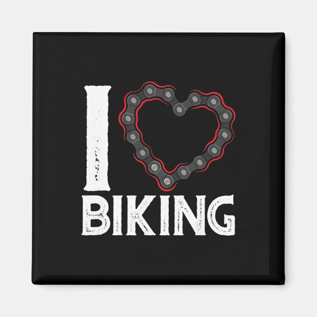 Mountain Bike Cycling Bicycle I Love Biking  Magnet (Framsidan)