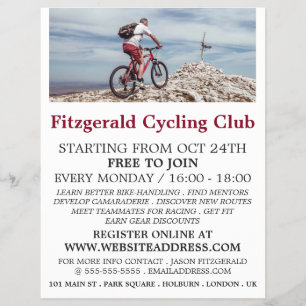 Mountain Bike, Cycling Klubb Advertising Flyer
