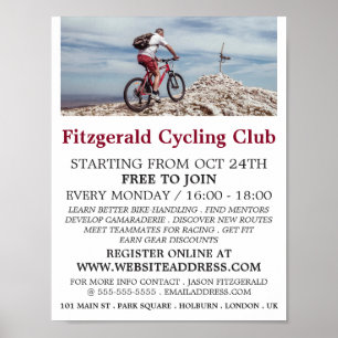 Mountain Bike, Cycling Klubb Advertising Poster