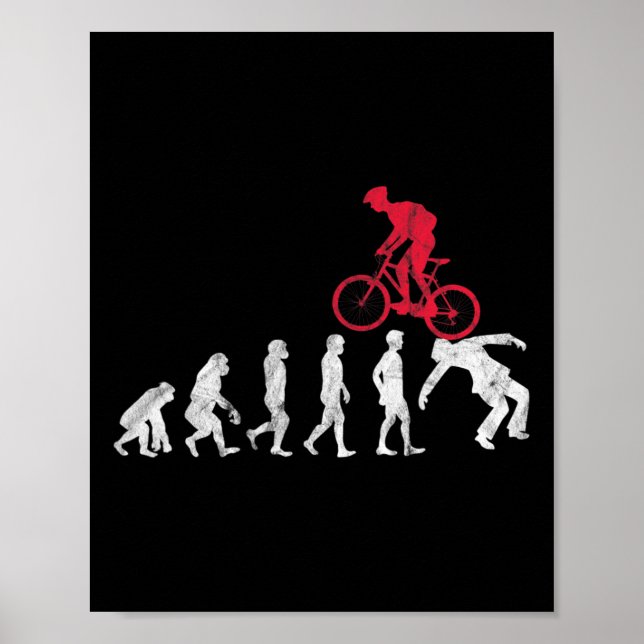 Mountain Bike Evolution Crash Funny Mtb Bicycle Ri Poster (Framsidan)