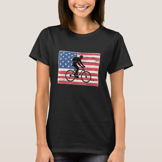 Mountain bike for men gift mtb american flag patri t shirt (Framsida)