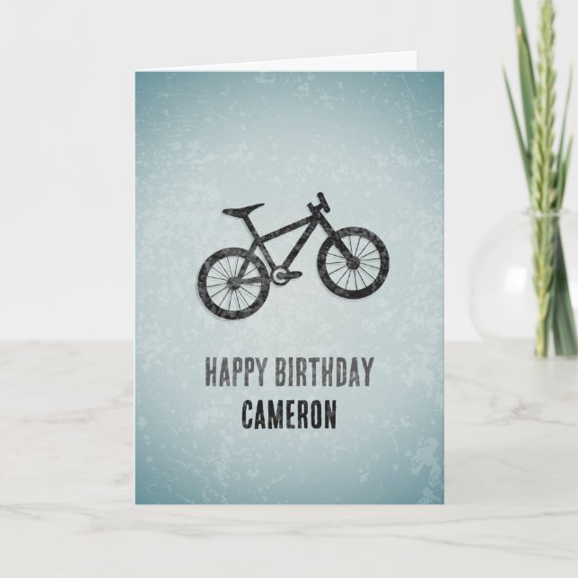 Mountain Bike Graphic - Metall look Male Birthday Kort (Framsida)