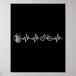 Mountain Bike Heartbeat Cykling Cykel Och Öl C Poster