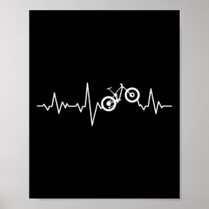 Mountain Bike Heartbeat T-shirt Mtb Cykelpresent  Poster