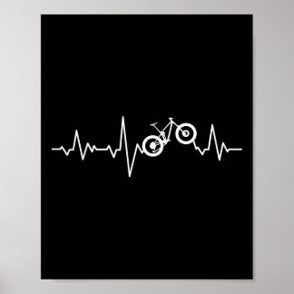 Mountain Bike Heartbeat T-shirt Mtb Cykelpresent  Poster
