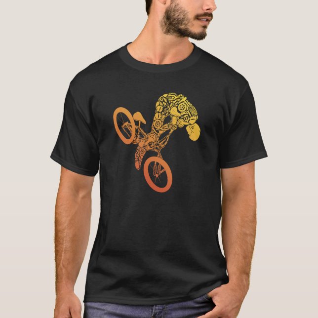Mountain bike in colourful for cyclists and road b t shirt (Framsida)