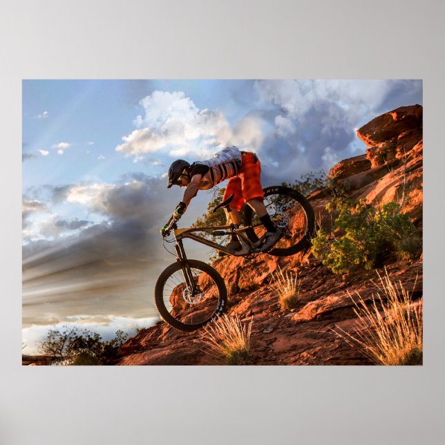 Mountain Bike in Ruged Mountain Terrain in Sunbea Poster (Framsidan)