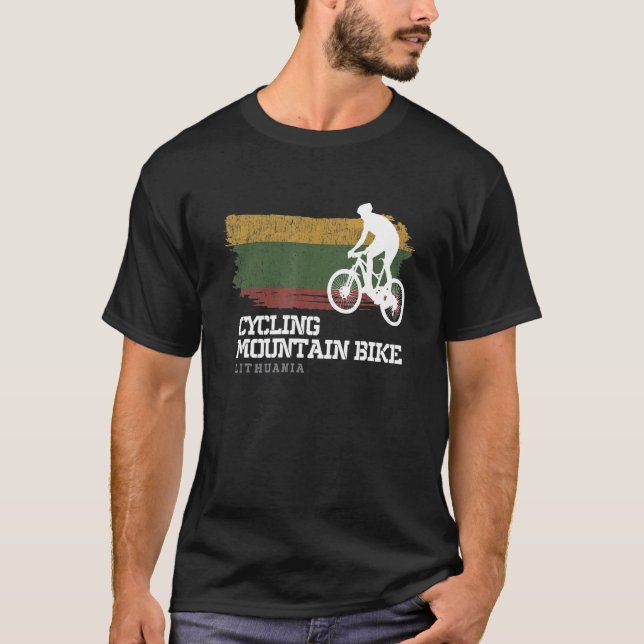Mountain Bike Litauen Mtb Biker Biking T Shirt (Framsida)