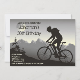 Mountain Bike med Full Moon Biking Birthday Inbjudningar