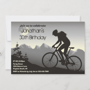 Mountain Bike med Full Moon Biking Birthday Inbjudningar