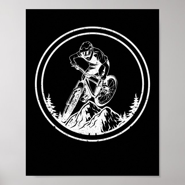 Mountain Bike Rider Downhill MTB Mountain Biker Bi Poster (Framsidan)