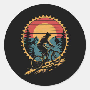 Mountain Bike T-shirt för män kvinnor rolig vintag Runt Klistermärke
