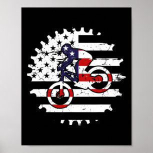 Mountain Bike Usa Flag Mtb Downhill Cykling För Kv Poster
