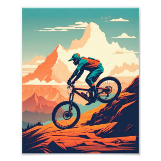 Mountain Biker Descending Steep Trail Fototryck