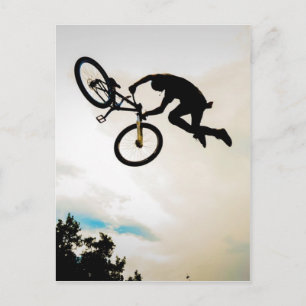 Mountain Biker Luft Time Silhouette Vykort