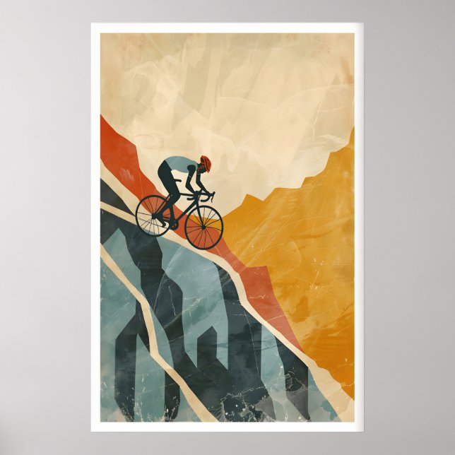 Mountain Biking Art Print, Vintage Style, Bold Poster (Framsidan)