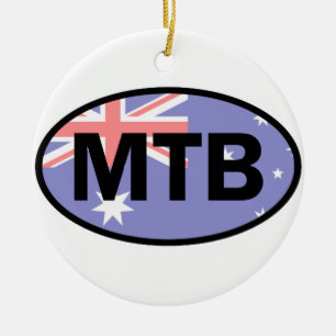 Mountain Biking Australia Flagga Julgransprydnad Keramik