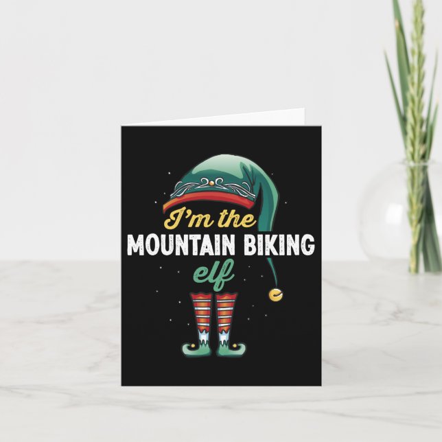 Mountain biking Elf Family Matching Christmas Gift Kort (Framsida)