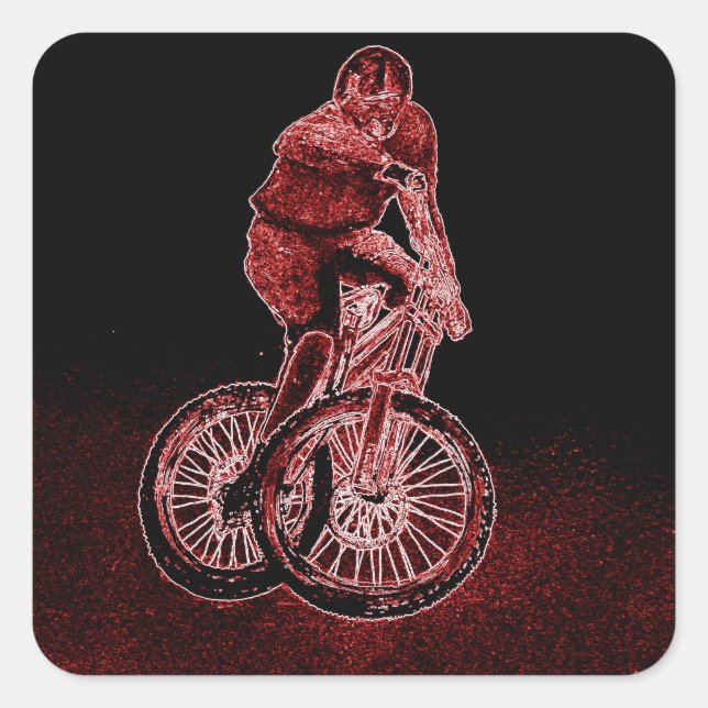 Mountain Biking Fyrkantigt Klistermärke (Framsida)