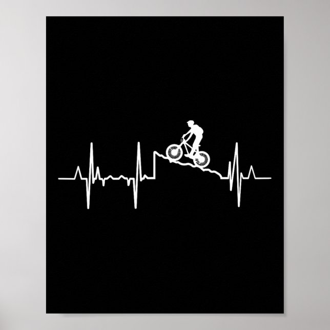 Mountain Biking Heartbeat Mountain Biker Hjärt Lin Poster (Framsidan)