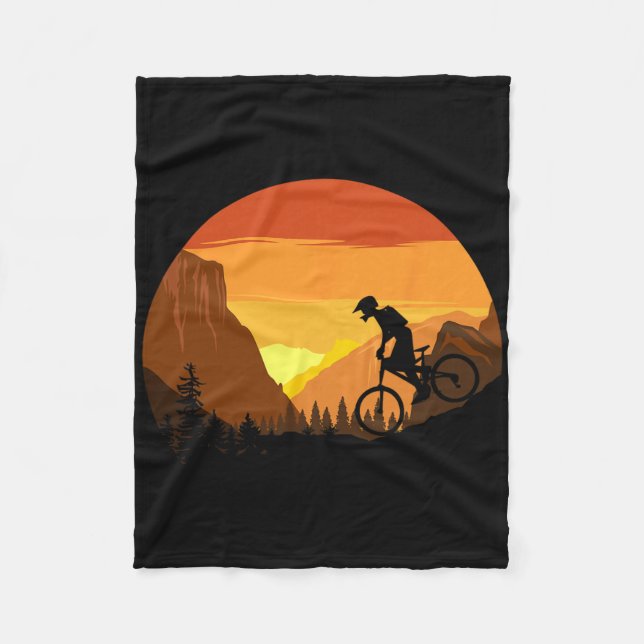 Mountain Biking Retro Sunset Trail Rider  Fleecefilt (Framsidan)