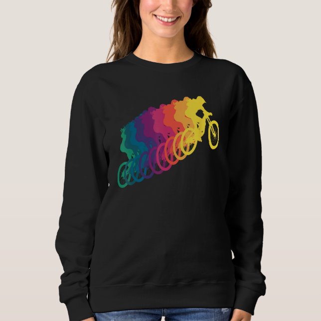 Mountain Biking Women Rainbow MTB T Shirt (Framsida)