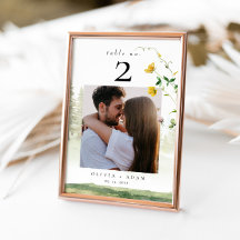 Mountain Boho Wildblomma Bröllop Photo Bord Card