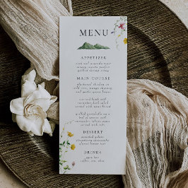 Mountain Boho WildblommForest Rustic Bröllop Meny