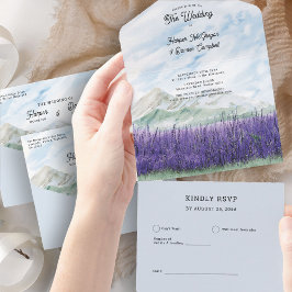 Mountain Bröllop Lavender Meadow Watercolor