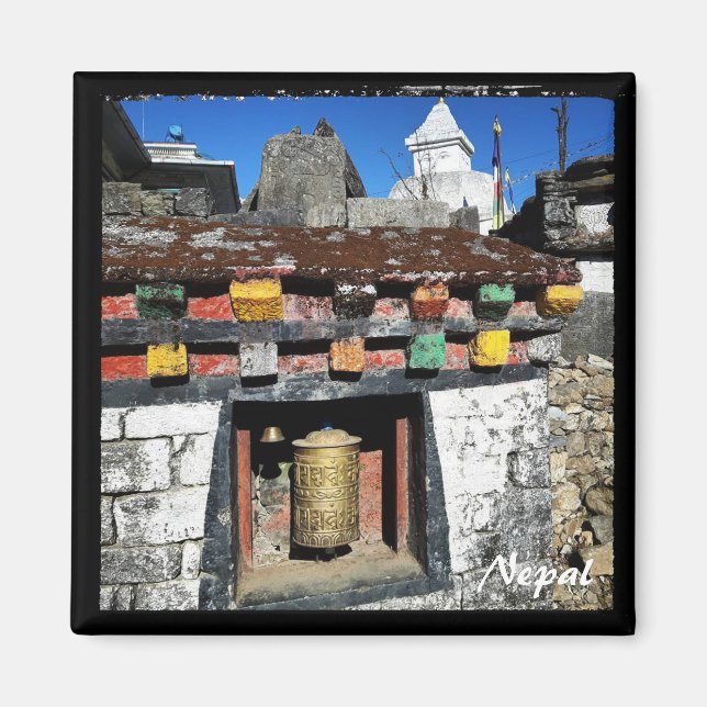 Mountain-byn Chaurikharka, Stupa-Nepal Magnet (Framsidan)
